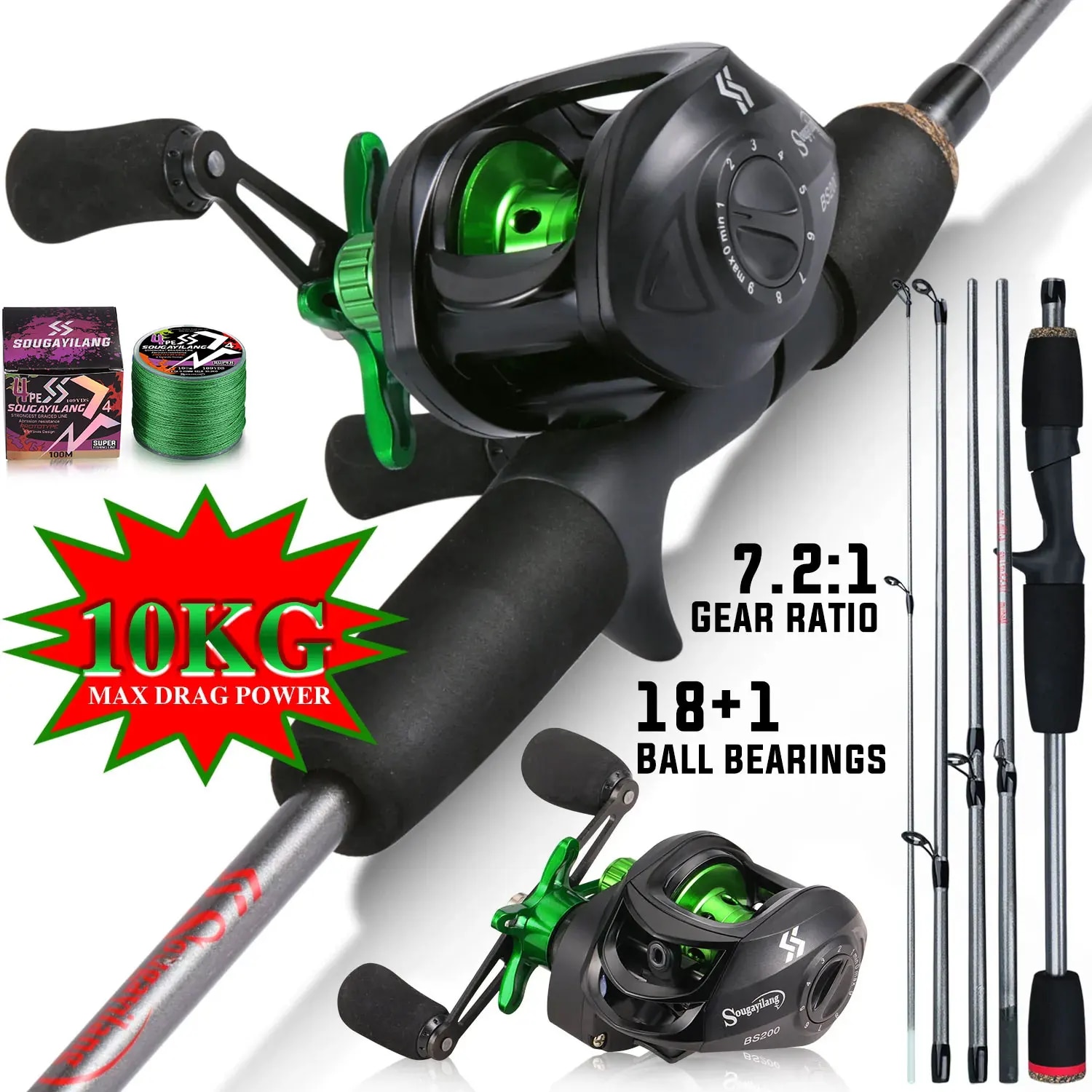 Fishing Rod Combo - Canna da pesca Sougayilang combinata canna